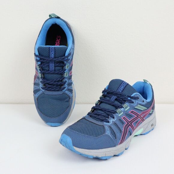 Asics Women's 8 Gel-Venture 7 Running Shoes Blue Pink Teal 1012A476 - Picture 1 of 9